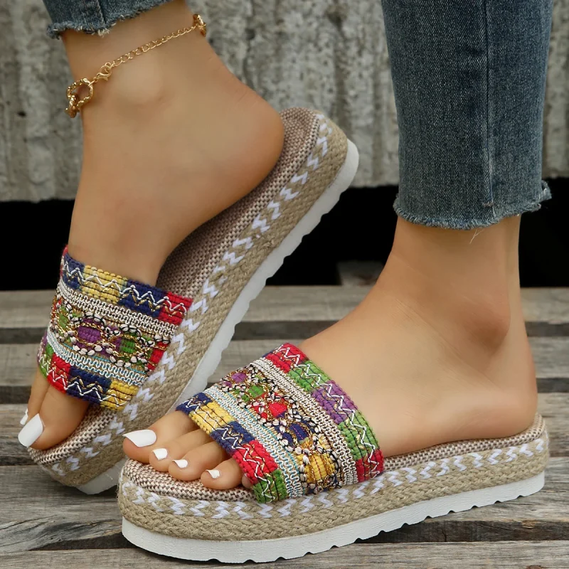 Weave Women's Slippers Platform Summer Shoes for Women - Image 2