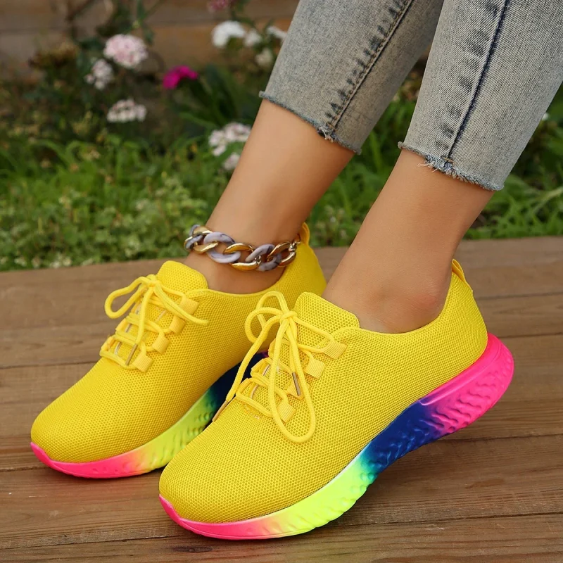 Women's Breathable Mesh Sneakers, Low Top Lace Up Round Toe - Image 13