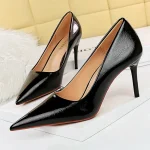 Women 8.5cm High Heels Gold Silver Pumps Glossy Bling Leather - Image 15
