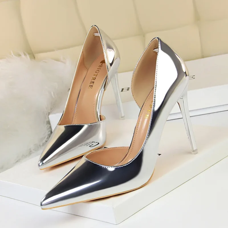 Women 10.5cm High Heels Pumps Lady Stripper Stiletto Metallic - Image 18