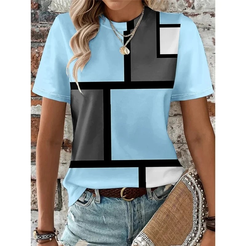 Women's T-shirt Casual Fashion Round Neck Fun Top Shirt - Image 5