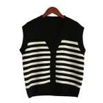 Korean Fashion Preppy Style Sriped Sleeveless Sweater Vest Women