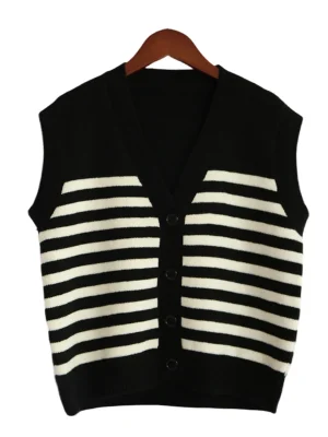 Korean Fashion Preppy Style Sriped Sleeveless Sweater Vest Women