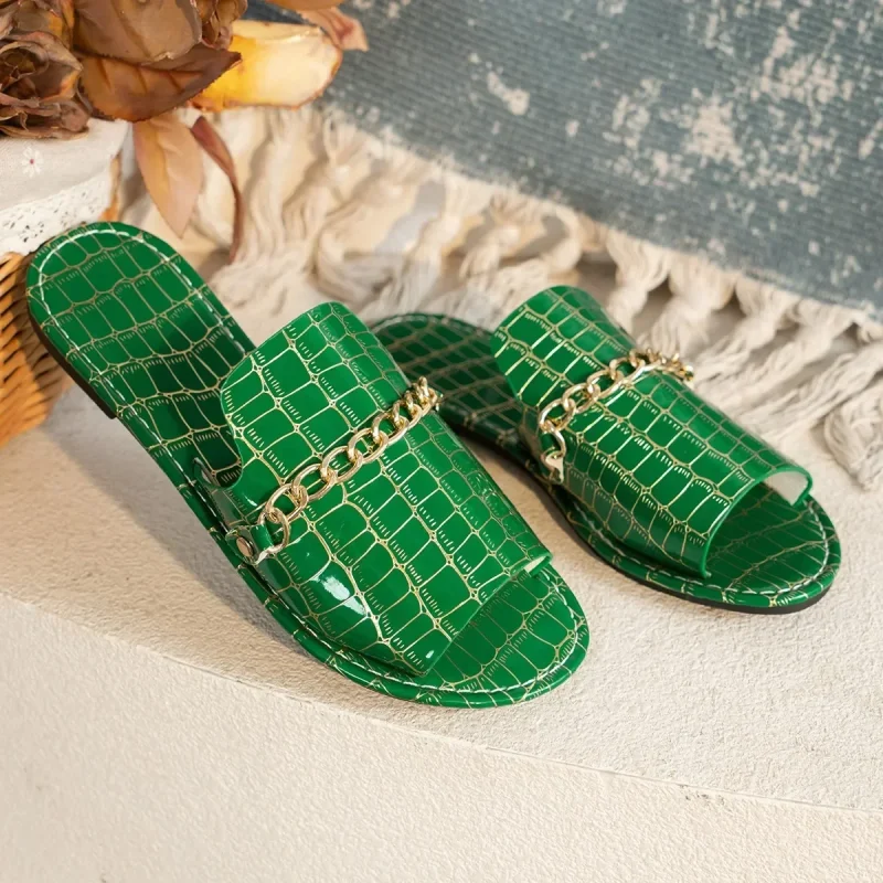 Women's Breathable Slippers with Elegant Chain Decoration - Image 4