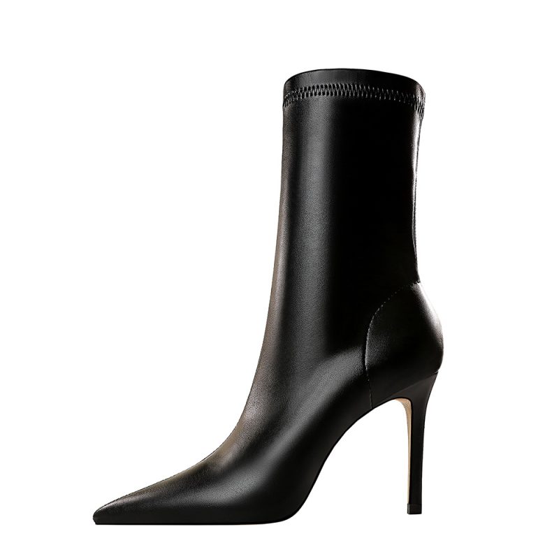 Women 7.5cm 10cm High Heels Leather Boots Lady Low Heels - Image 9