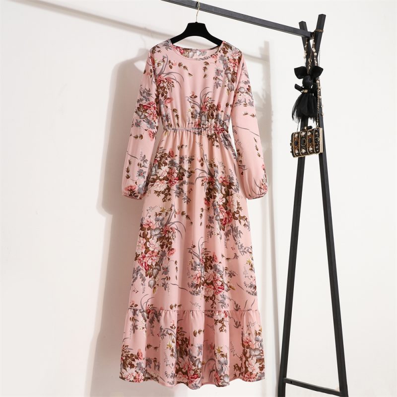 Summer Women Maxi Dresses Casual Full Sleeve Floral Printed O-neck - Image 16