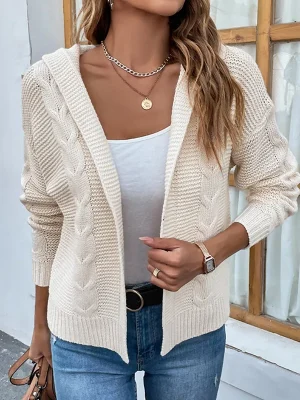 Winter Clothes Women Fashion Hooded Knitted Cardigan