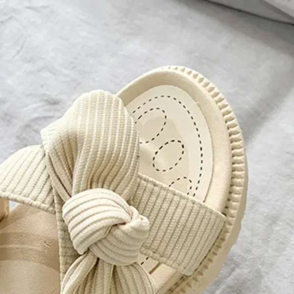 Summer Slippers Thick Platform Flat Sandals with Butterfly-Knot Summer Flip Flops Sandals - Image 7