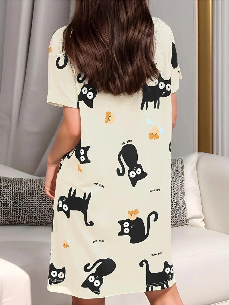 Cute Ladies Summer Loose Nightgown Girl's Plus Size Dresses - Image 4
