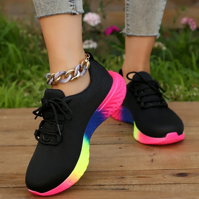 Women's Breathable Mesh Sneakers, Low Top Lace Up Round Toe - Image 10