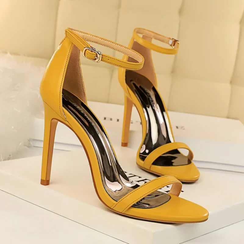 Summer Women 10cm High Heels Fetish Leather Sandals Lady - Image 17