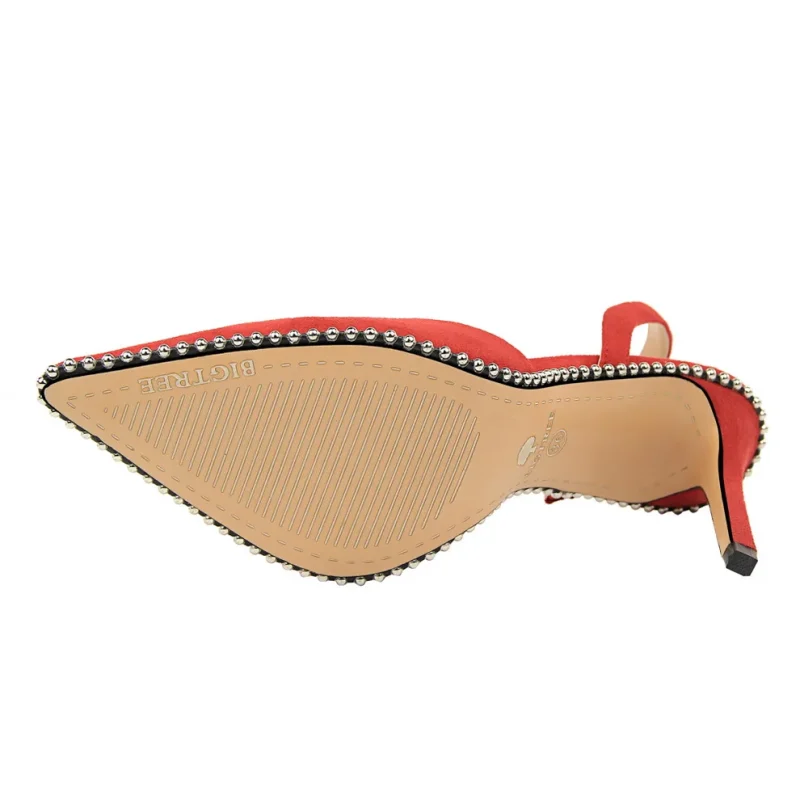 Women 9m High Heels Sandals Lady Suede Slingback Mules Sandles - Image 3
