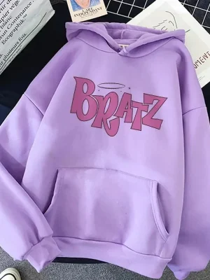 Bratz Letter Printed Plus Size Hooded Sweatshirt Men Women Hoodie