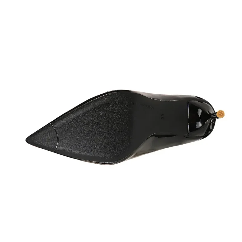 Women Fetish 9.5cm High Heels Nude Pumps Glossy Leather - Image 7