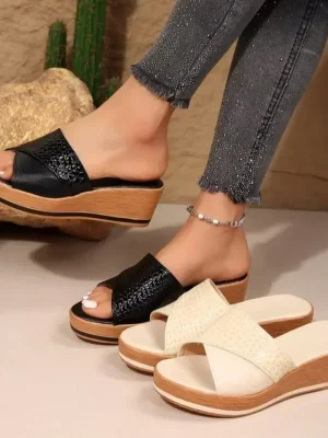 Women Sandals Hemp Wedge Heels Sandalias Mujer Platform Sandals Summer