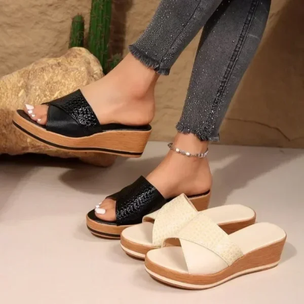 Women Sandals Hemp Wedge Heels Sandalias Mujer Platform Sandals Summer