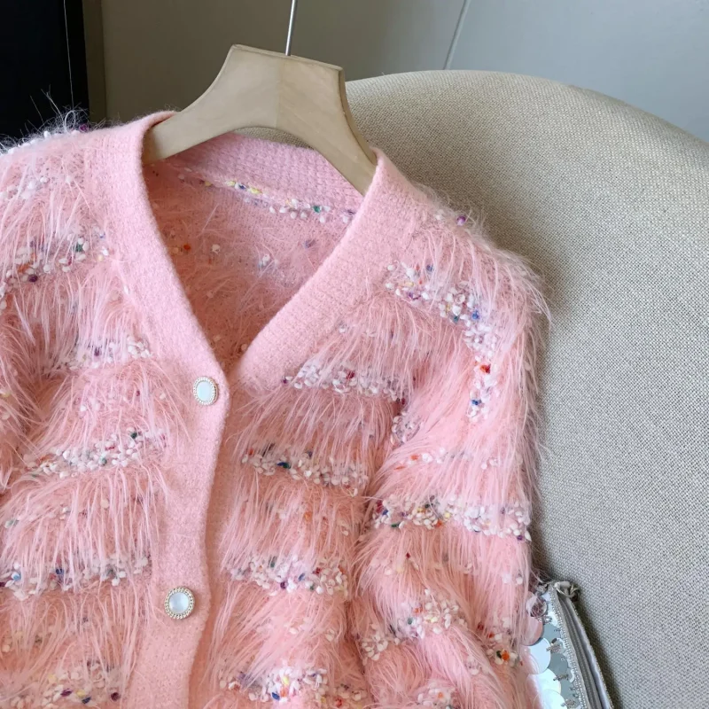 Korean Style Sweet Mohair Cardigan Women 2024 - Image 9