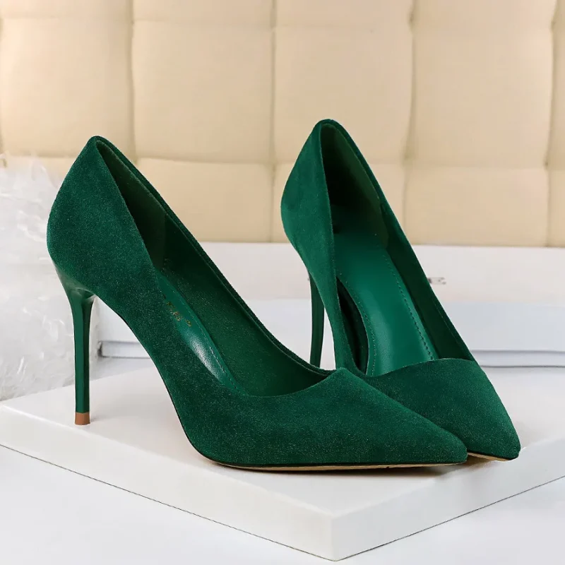 Women 9cm High Heels Pumps Stripper Flock - Image 17
