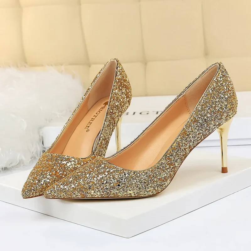 Women 7cm 9.5cm High Heels Pumps Wedding Bridal Scarpins - Image 14