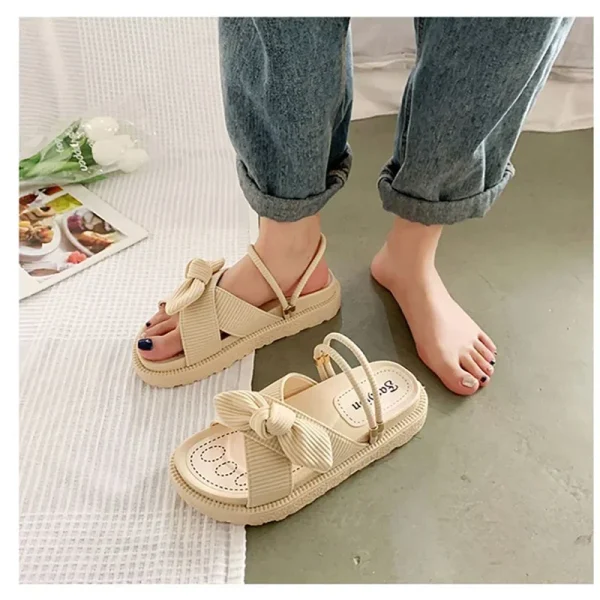 Summer Slippers Thick Platform Flat Sandals with Butterfly-Knot Summer Flip Flops Sandals - Image 5