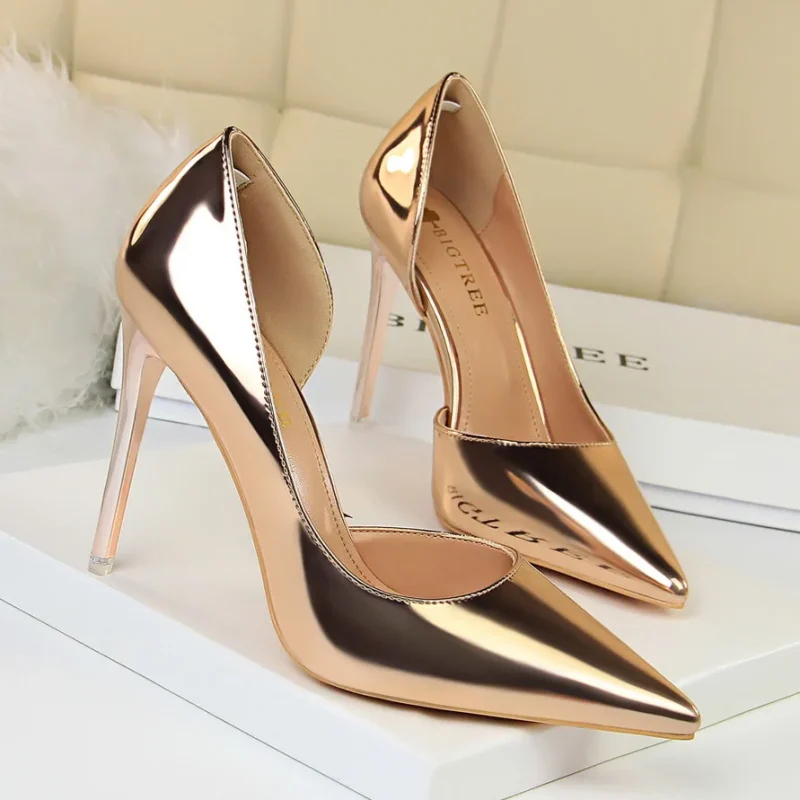 Women 10.5cm High Heels Pumps Lady Stripper Stiletto Metallic - Image 17