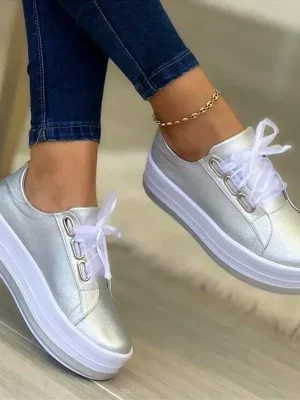 Woman Shoes Casual Sneakers for Women Round Toe Platform Shoes Lace