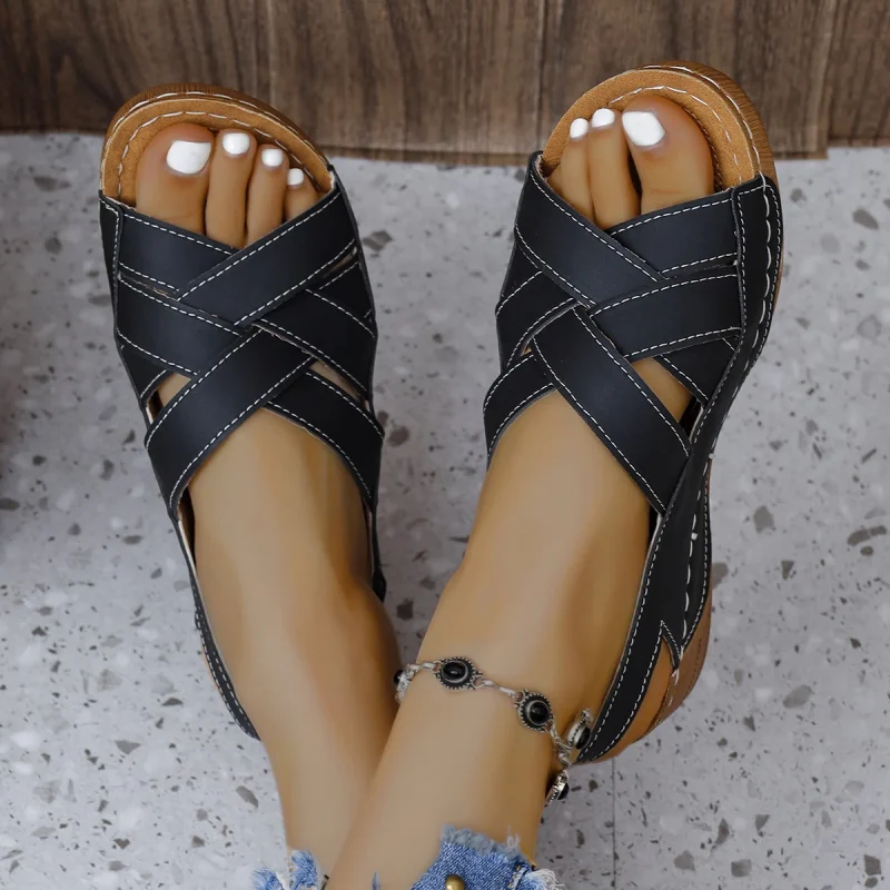 Women Summer Slippers Female Minimalist Round Toe Flat Sandals Walking Beach - Image 8