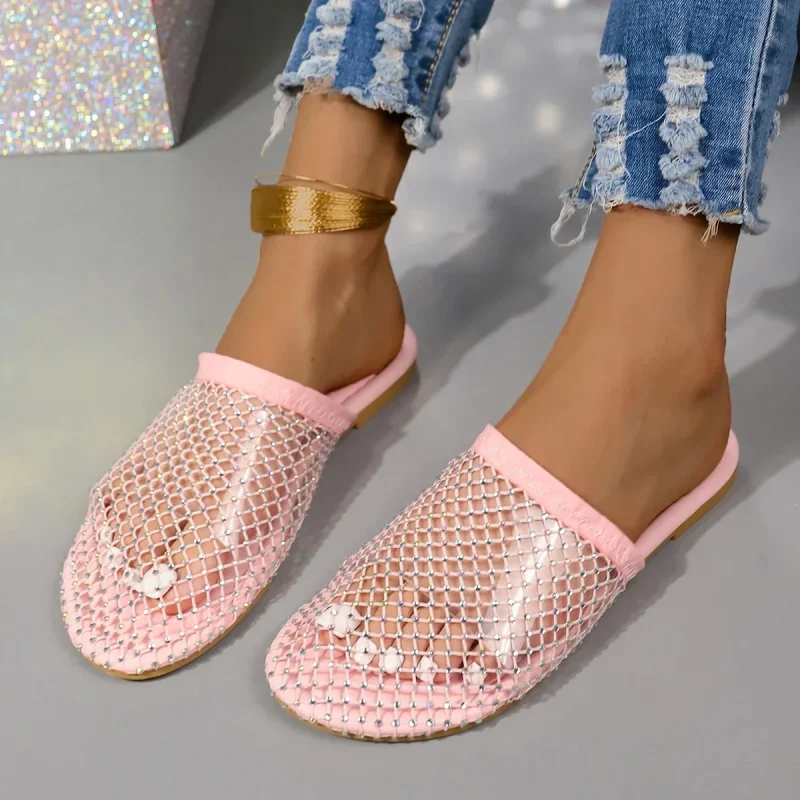 Women Flat Slippers 2024 New Summer Casual Beach Mesh - Image 3
