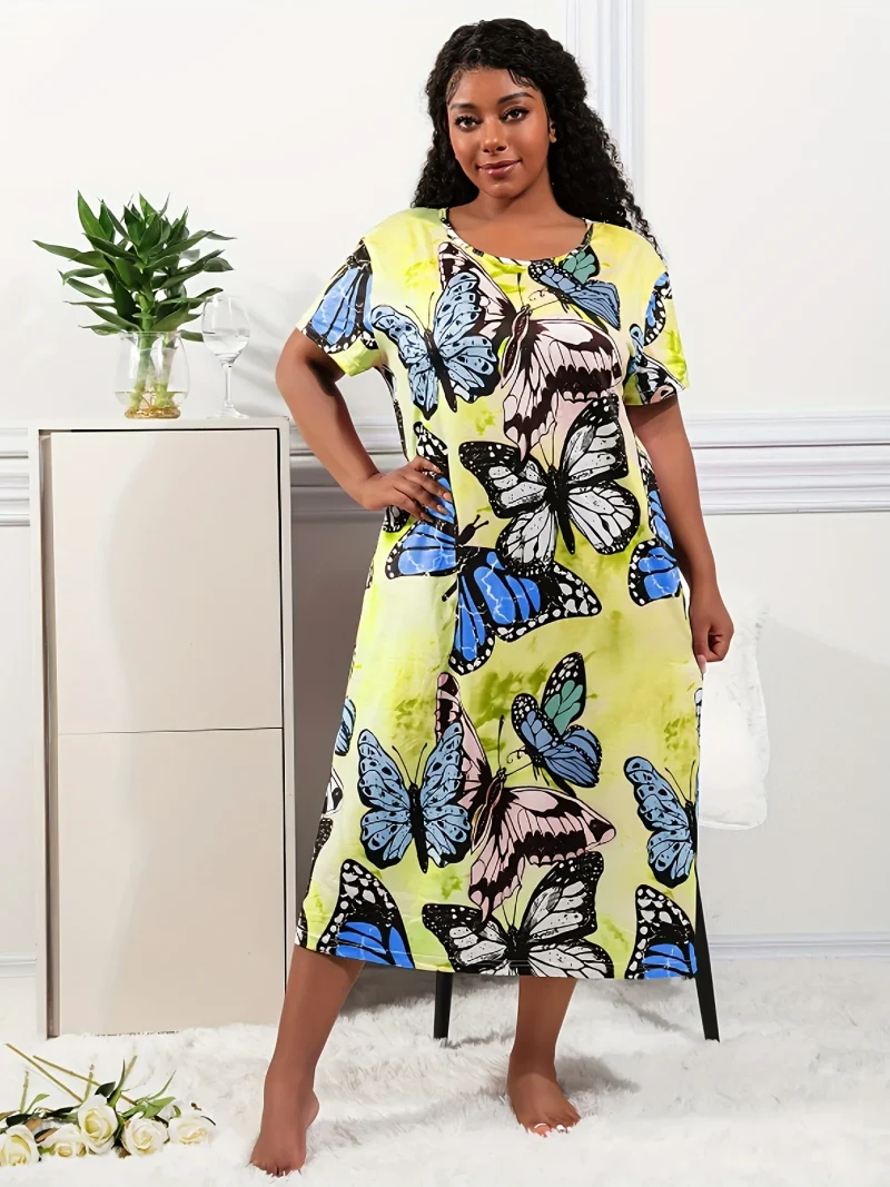 Women's Casual Pajamas Plus Size S~5XL Fluid Printed Short - Image 3