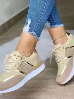 Women Sneakers Platform Shoes Leather Patchwork Casual Sport Shoes