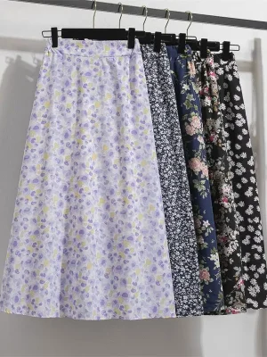 Summer Chiffon Women skirts Casual Floral Printed Woman Long