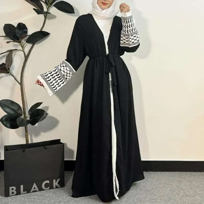 Open Front Abaya Muslim Long Sleeve Cardigan Abayas Maxi Dress - Image 2