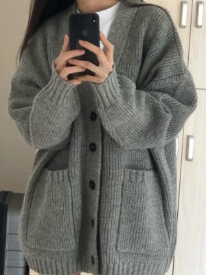 Winter Women Cardigan Sweater Coats Fashion Female Long Sleeve V-neck