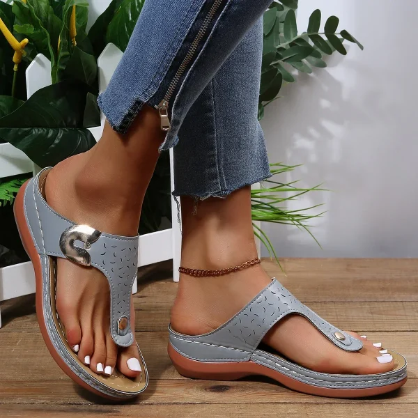 Women Wedge Sandals Premium Orthopedic Open Toe Sandals Vintage Anti-slip Leather - Image 2