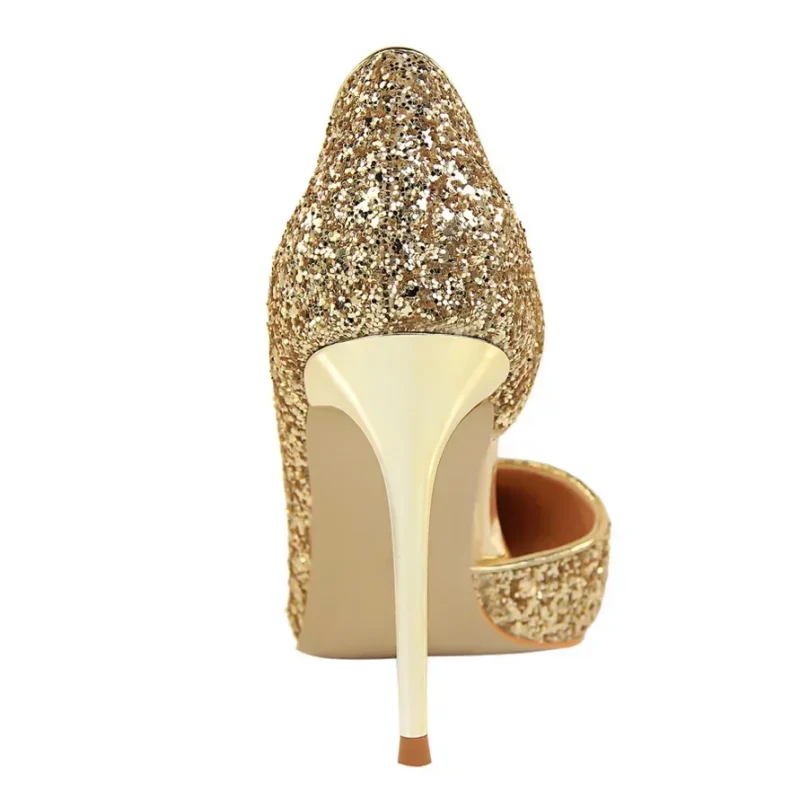 Women 9.5cm High Heels Stripper Bling Glod Red Silver Scarpins Pumps - Image 9