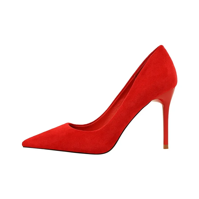 Women 9cm High Heels Pumps Stripper Flock - Image 13