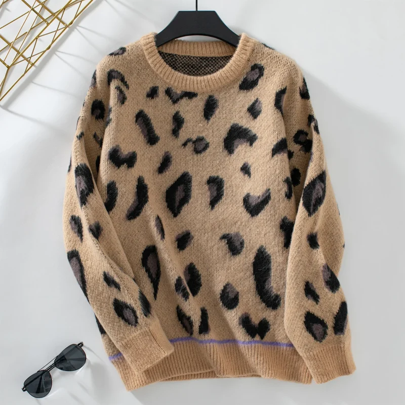 Women's Leopard Knitted Sweater Autumn Winter Cloth - Image 12