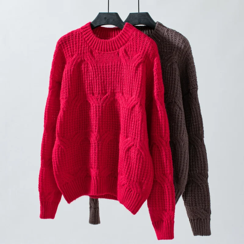 Women's Solid Color O-Neck Knitted Pullover Autumn - Image 10