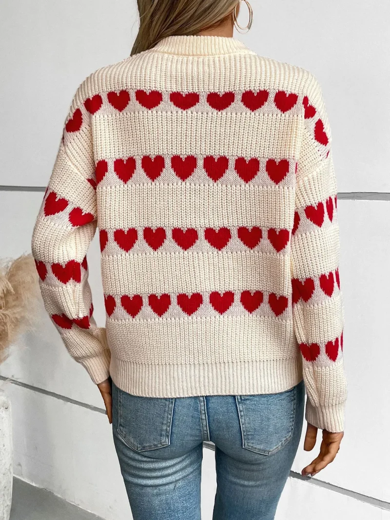Heart Sweater Female  Long Sleeve Knitwear Warm Casual Jumpers - Image 9