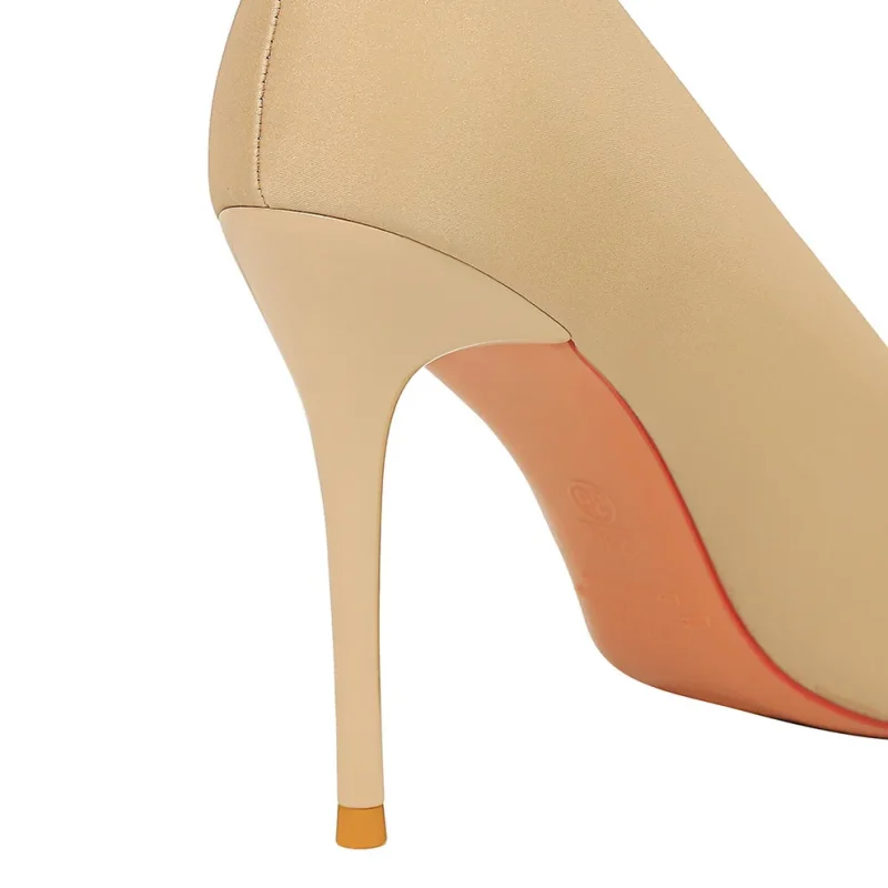 Women 10cm High Heels Satin Silk Dress Bling Crystal Rhinestone - Image 7