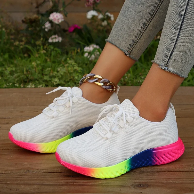 Women's Breathable Mesh Sneakers, Low Top Lace Up Round Toe - Image 5