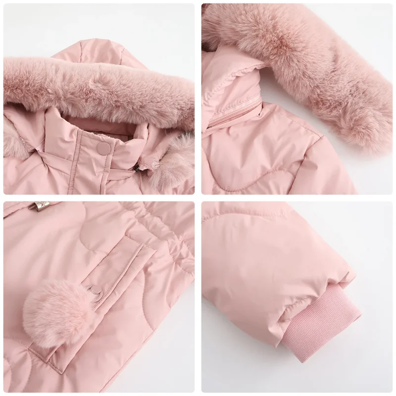 Winter Thick Warm Parka Women Fashion Detachable Hooded Fur Jackets - Image 7