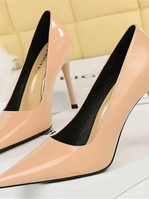 Women Fetish 10cm High Heels Nude Pumps Wedding Bridal