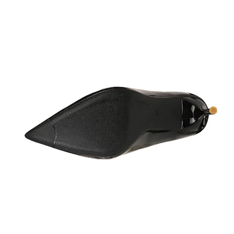 Women Fetish 9.5cm High Heels Nude Pumps Glossy Leather - Image 7