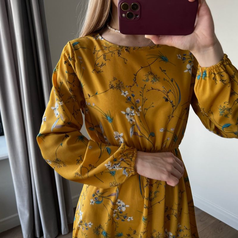 Summer Women Maxi Dresses Casual Full Sleeve Floral Printed O-neck - Image 8