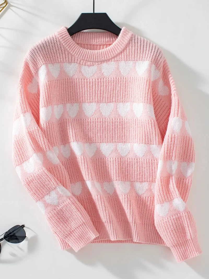 Heart Sweater Female  Long Sleeve Knitwear Warm Casual Jumpers - Image 12