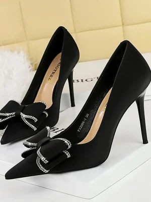 Fashion Women Dress Shoes 10cm High Heels Shallow Pointed Toe