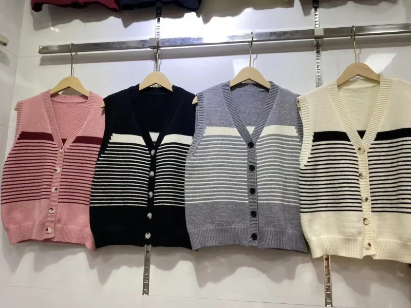 Korean Fashion Preppy Style Sriped Sleeveless Sweater Vest Women - Image 13