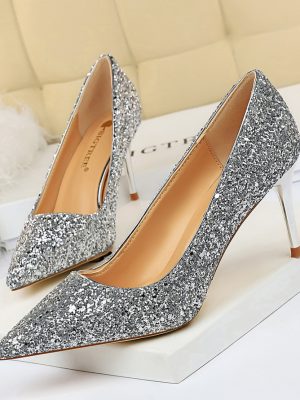 Women 7cm 9.5cm High Heels Bling Pumps Wedding Bridal Scarpins