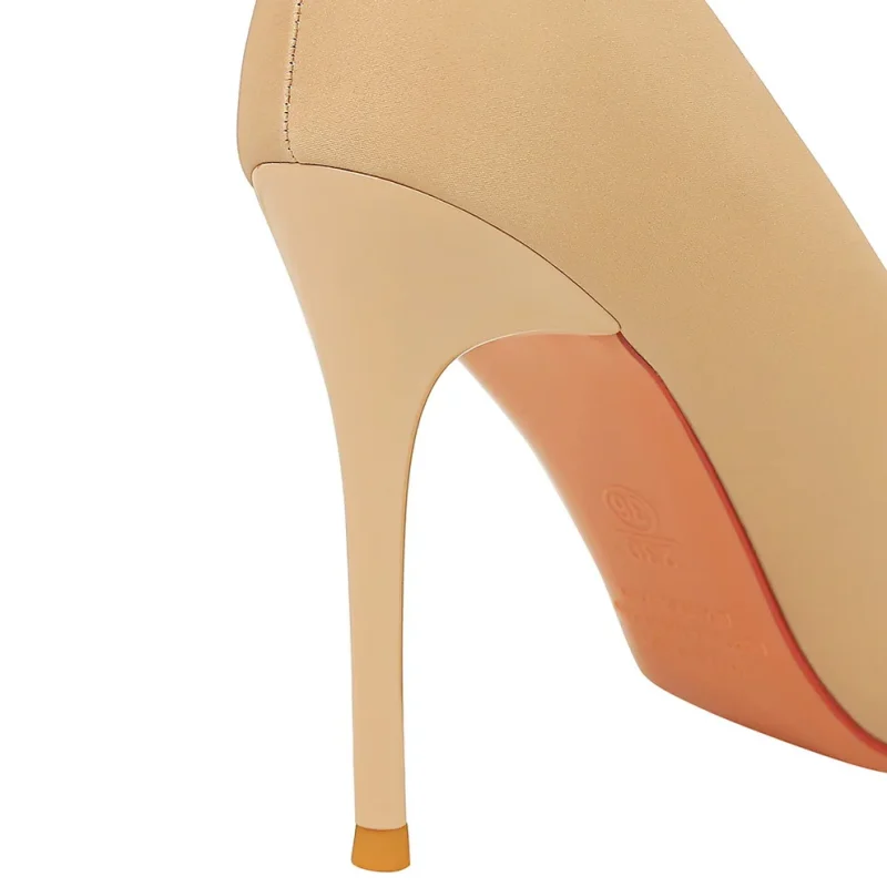 Women 11cm High Heels Satin Silk Crystal Buckle Pumps Lady - Image 6